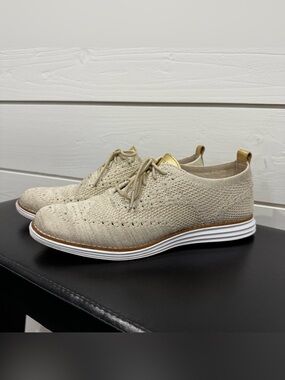 Cole Haan OriginalGrand Knit Oxford Shoes Cream Gold 8.5
